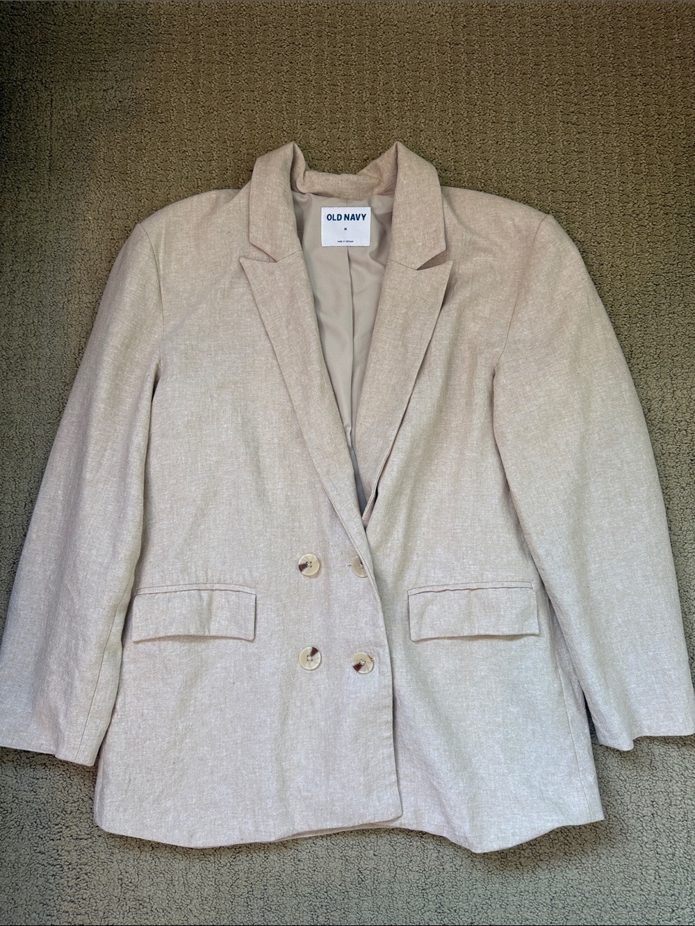 Old Navy Women's Light Beige Double-Breasted Blazer